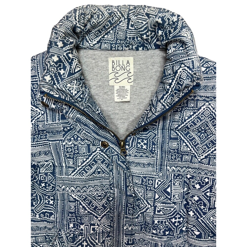 Billabong Blue Geometric Quilted Puffer Jacket - Women's Small